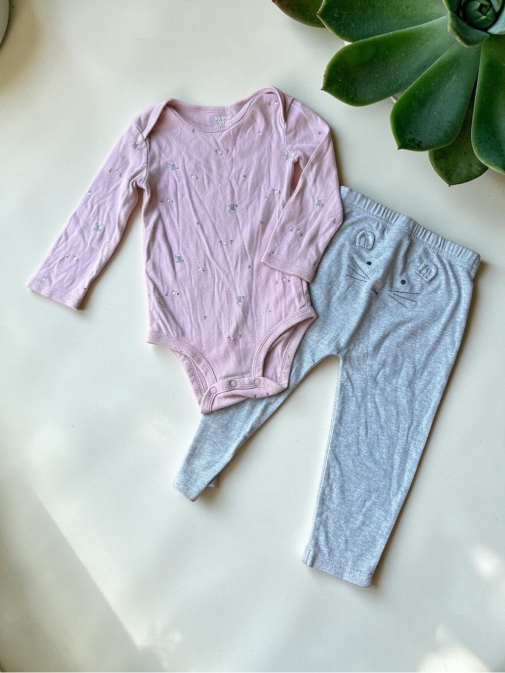 ✨ Carter's Baby Girl Mouse Bodysuit & Pants Set